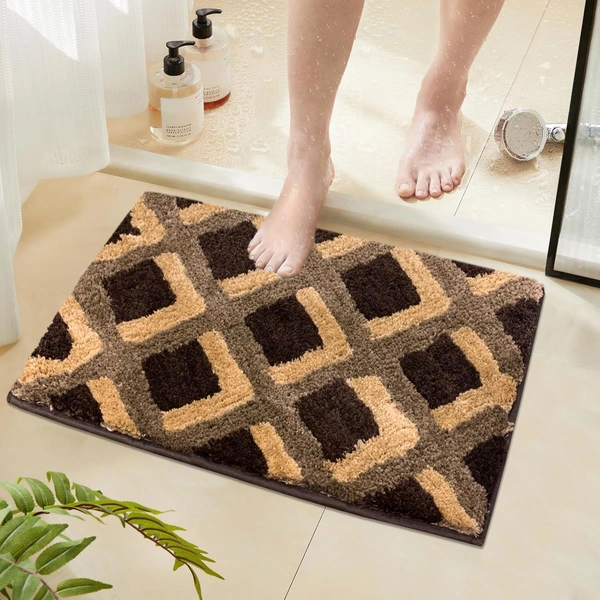 Luxe Home International Luxe Home Macau Square Bath Mat (40x60 cm) Super Soft Microfiber, Anti Slip Backing, Washable Bathroom Mat Perfect for Bedroom - Chocolate - 40x60 cm, Chocolate