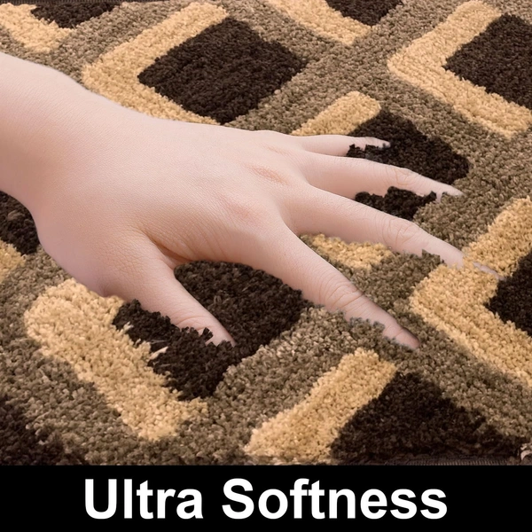 Luxe Home International Luxe Home Macau Square Bath Mat (40x60 cm) Super Soft Microfiber, Anti Slip Backing, Washable Bathroom Mat Perfect for Bedroom - Chocolate - 40x60 cm, Chocolate