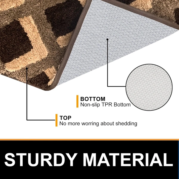 Luxe Home International Luxe Home Macau Square Bath Mat (40x60 cm) Super Soft Microfiber, Anti Slip Backing, Washable Bathroom Mat Perfect for Bedroom - Chocolate - 40x60 cm, Chocolate