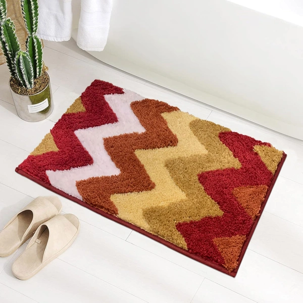 Luxe Home International Luxe Home Macau Stripe Bath Mat (40x60 cm) Super Soft Microfiber, Anti Slip Backing, Washable Bathroom Mat Perfect for Bedroom - Red - 40x60 cm, Red