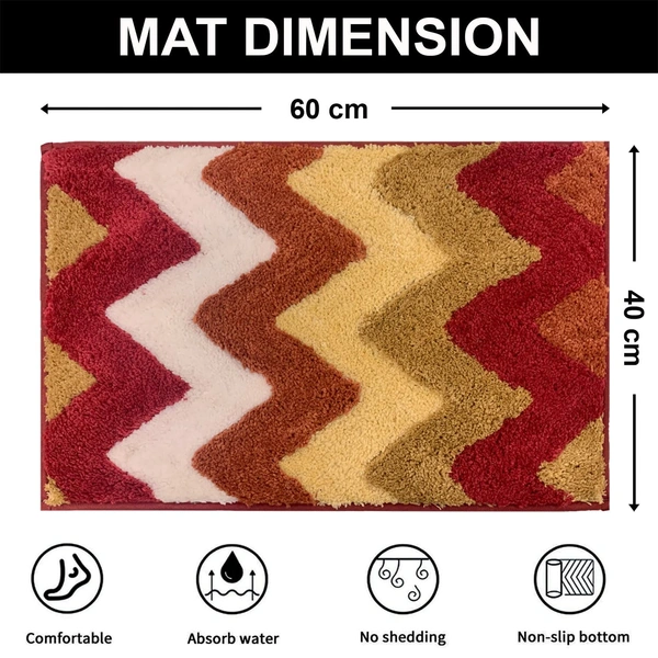 Luxe Home International Luxe Home Macau Stripe Bath Mat (40x60 cm) Super Soft Microfiber, Anti Slip Backing, Washable Bathroom Mat Perfect for Bedroom - Red - 40x60 cm, Red