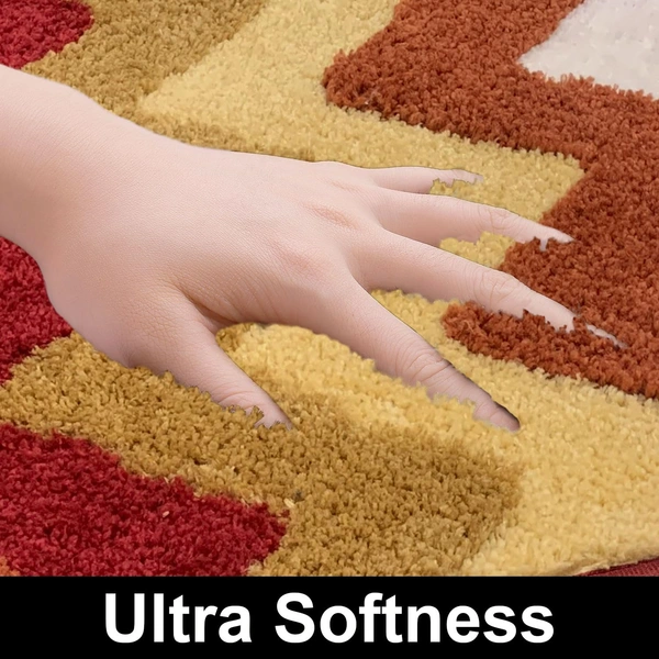 Luxe Home International Luxe Home Macau Stripe Bath Mat (40x60 cm) Super Soft Microfiber, Anti Slip Backing, Washable Bathroom Mat Perfect for Bedroom - Red - 40x60 cm, Red