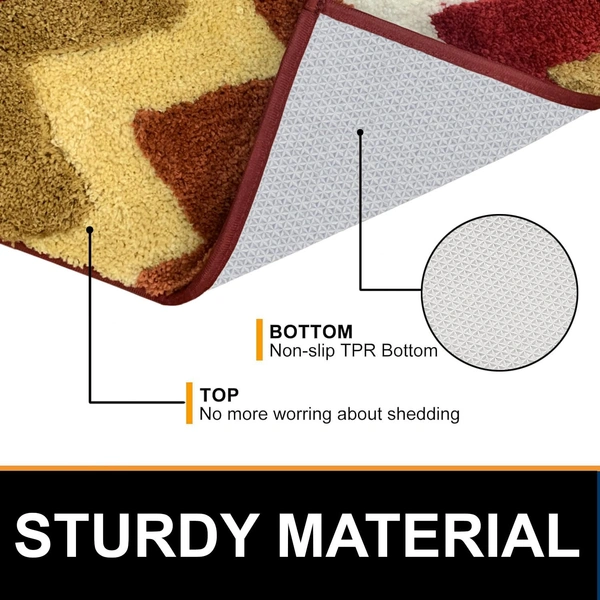 Luxe Home International Luxe Home Macau Stripe Bath Mat (40x60 cm) Super Soft Microfiber, Anti Slip Backing, Washable Bathroom Mat Perfect for Bedroom - Red - 40x60 cm, Red