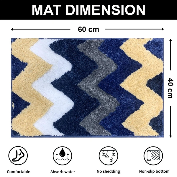 Luxe Home International Luxe Home Macau Stripe Bath Mat (40x60 cm) Super Soft Microfiber, Anti Slip Backing, Washable Bathroom Mat Perfect for Bedroom - Blue - 40x60 cm, Blue