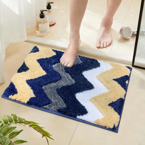 Luxe Home International Luxe Home Macau Stripe Bath Mat (40x60 cm) Super Soft Microfiber, Anti Slip Backing, Washable Bathroom Mat Perfect for Bedroom - Blue - 40x60 cm, Blue