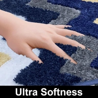 Luxe Home International Luxe Home Macau Stripe Bath Mat (40x60 cm) Super Soft Microfiber, Anti Slip Backing, Washable Bathroom Mat Perfect for Bedroom - Blue - 40x60 cm, Blue