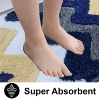 Luxe Home International Luxe Home Macau Stripe Bath Mat (40x60 cm) Super Soft Microfiber, Anti Slip Backing, Washable Bathroom Mat Perfect for Bedroom - Blue - 40x60 cm, Blue