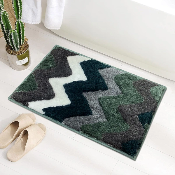Luxe Home International Luxe Home Macau Stripe Bath Mat (40x60 cm) Super Soft Microfiber, Anti Slip Backing, Washable Bathroom Mat Perfect for Bedroom - Green - 40x60 cm, Green