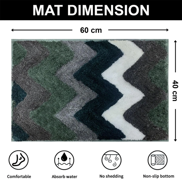 Luxe Home International Luxe Home Macau Stripe Bath Mat (40x60 cm) Super Soft Microfiber, Anti Slip Backing, Washable Bathroom Mat Perfect for Bedroom - Green - 40x60 cm, Green