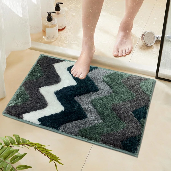 Luxe Home International Luxe Home Macau Stripe Bath Mat (40x60 cm) Super Soft Microfiber, Anti Slip Backing, Washable Bathroom Mat Perfect for Bedroom - Green - 40x60 cm, Green