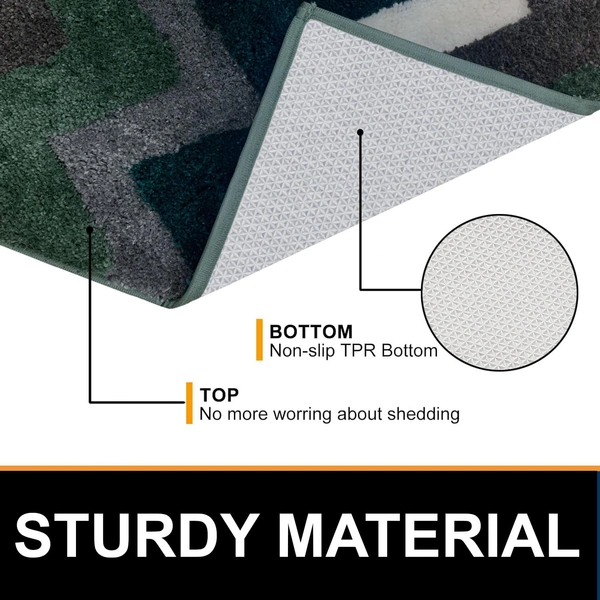 Luxe Home International Luxe Home Macau Stripe Bath Mat (40x60 cm) Super Soft Microfiber, Anti Slip Backing, Washable Bathroom Mat Perfect for Bedroom - Green - 40x60 cm, Green