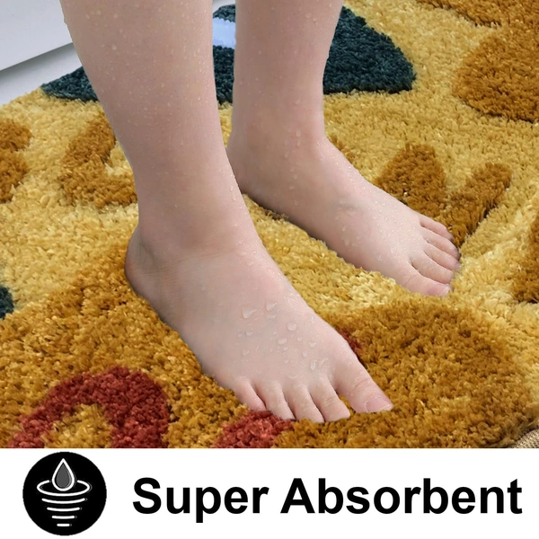 Luxe Home International Luxe Home Macau Sunny Bath Mat (40x60 cm) Super Soft Microfiber, Anti Slip Backing, Washable Bathroom Mat Perfect for Bedroom - Yellow - 40x60 cm, Yellow