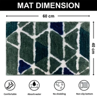 Luxe Home International Luxe Home Macau Trangle Bath Mat (40x60 cm) Super Soft Microfiber, Anti Slip Backing, Washable Bathroom Mat Perfect for Bedroom - Green - 40x60 cm, Green
