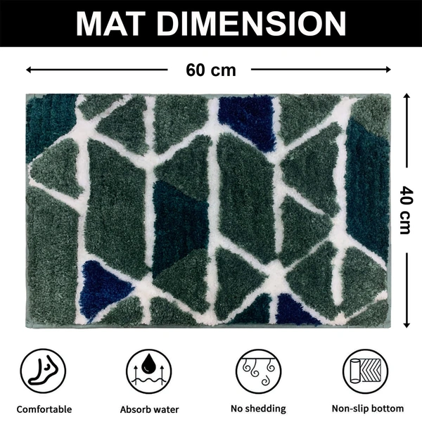 Luxe Home International Luxe Home Macau Trangle Bath Mat (40x60 cm) Super Soft Microfiber, Anti Slip Backing, Washable Bathroom Mat Perfect for Bedroom - Green - 40x60 cm, Green