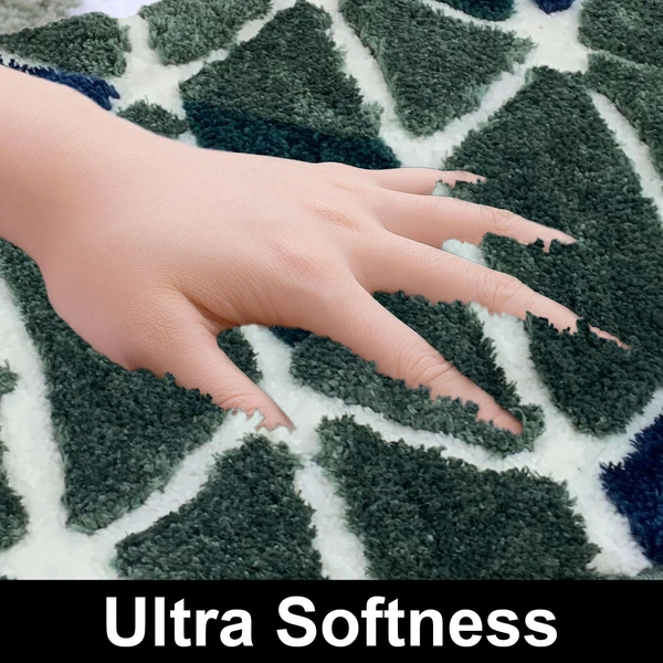 Luxe Home International Luxe Home Macau Trangle Bath Mat (40x60 cm) Super Soft Microfiber, Anti Slip Backing, Washable Bathroom Mat Perfect for Bedroom - Green - 40x60 cm, Green
