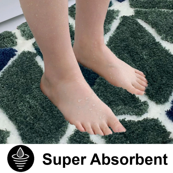 Luxe Home International Luxe Home Macau Trangle Bath Mat (40x60 cm) Super Soft Microfiber, Anti Slip Backing, Washable Bathroom Mat Perfect for Bedroom - Green - 40x60 cm, Green