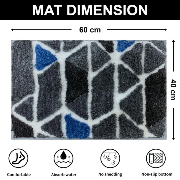 Luxe Home International Luxe Home Macau Trangle Bath Mat (40x60 cm) Super Soft Microfiber, Anti Slip Backing, Washable Bathroom Mat Perfect for Bedroom - Grey - 40x60 cm, Grey