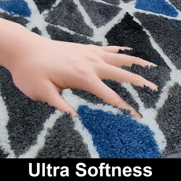 Luxe Home International Luxe Home Macau Trangle Bath Mat (40x60 cm) Super Soft Microfiber, Anti Slip Backing, Washable Bathroom Mat Perfect for Bedroom - Grey - 40x60 cm, Grey