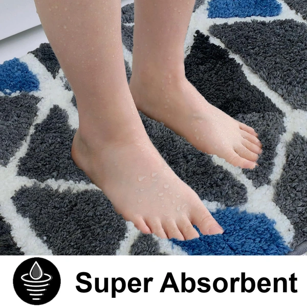 Luxe Home International Luxe Home Macau Trangle Bath Mat (40x60 cm) Super Soft Microfiber, Anti Slip Backing, Washable Bathroom Mat Perfect for Bedroom - Grey - 40x60 cm, Grey