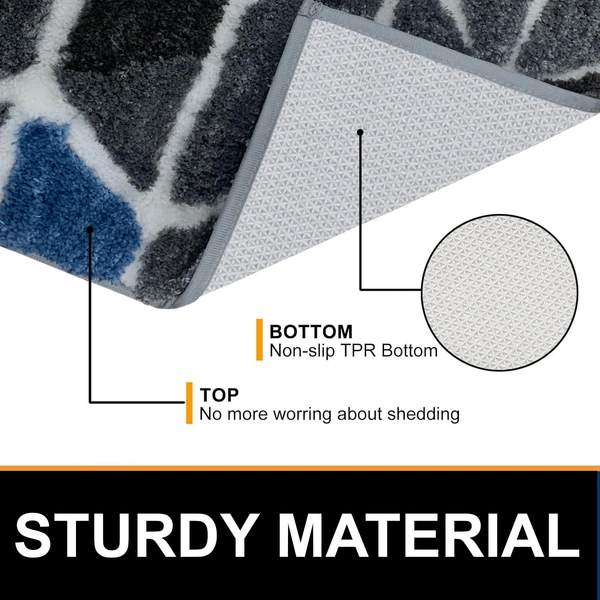 Luxe Home International Luxe Home Macau Trangle Bath Mat (40x60 cm) Super Soft Microfiber, Anti Slip Backing, Washable Bathroom Mat Perfect for Bedroom - Grey - 40x60 cm, Grey