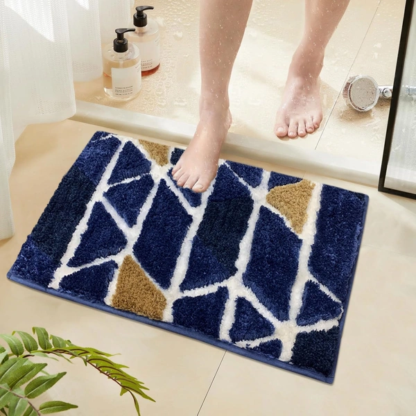 Luxe Home International Luxe Home Macau Trangle Bath Mat (40x60 cm) Super Soft Microfiber, Anti Slip Backing, Washable Bathroom Mat Perfect for Bedroom - Blue - 40x60 cm, Blue