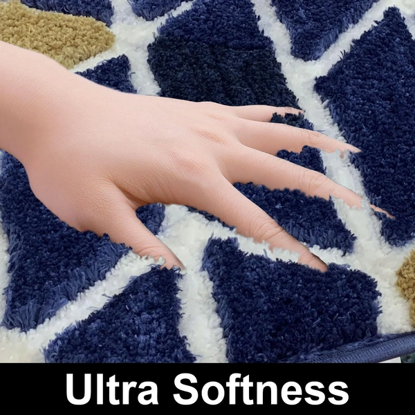 Luxe Home International Luxe Home Macau Trangle Bath Mat (40x60 cm) Super Soft Microfiber, Anti Slip Backing, Washable Bathroom Mat Perfect for Bedroom - Blue - 40x60 cm, Blue