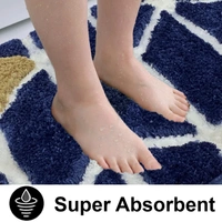 Luxe Home International Luxe Home Macau Trangle Bath Mat (40x60 cm) Super Soft Microfiber, Anti Slip Backing, Washable Bathroom Mat Perfect for Bedroom - Blue - 40x60 cm, Blue