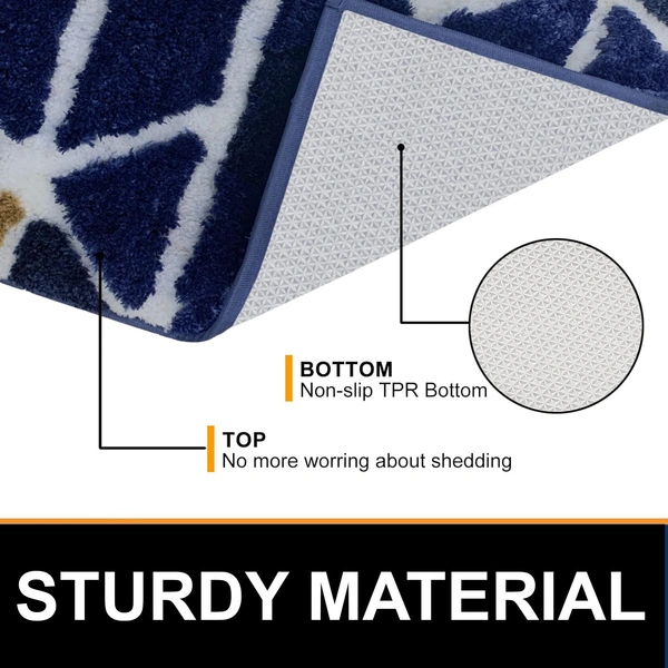 Luxe Home International Luxe Home Macau Trangle Bath Mat (40x60 cm) Super Soft Microfiber, Anti Slip Backing, Washable Bathroom Mat Perfect for Bedroom - Blue - 40x60 cm, Blue