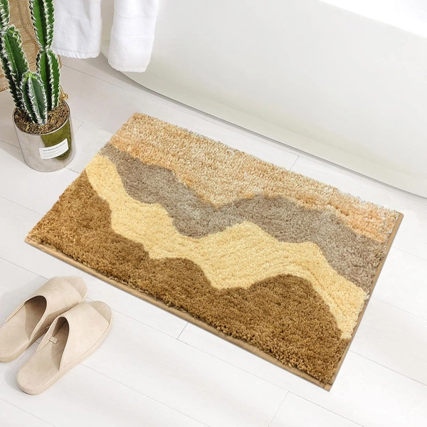 Luxe Home International Luxe Home Macau Waves Bath Mat (40x60 cm) Super Soft Microfiber, Anti Slip Backing, Washable Bathroom Mat Perfect for Bedroom - Yellow - 40x60 cm, Yellow