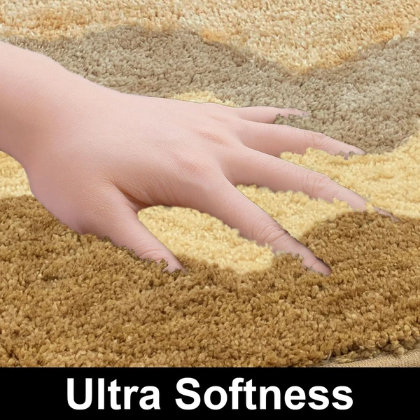 Luxe Home International Luxe Home Macau Waves Bath Mat (40x60 cm) Super Soft Microfiber, Anti Slip Backing, Washable Bathroom Mat Perfect for Bedroom - Yellow - 40x60 cm, Yellow