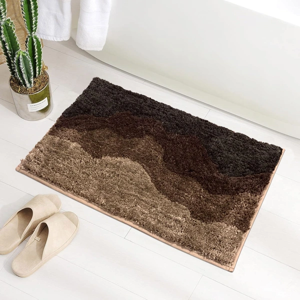 Luxe Home International Luxe Home Macau Waves Bath Mat (40x60 cm) Super Soft Microfiber, Anti Slip Backing, Washable Bathroom Mat Perfect for Bedroom - Coffee - 40x60 cm, Coffee