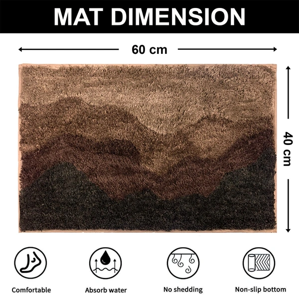 Luxe Home International Luxe Home Macau Waves Bath Mat (40x60 cm) Super Soft Microfiber, Anti Slip Backing, Washable Bathroom Mat Perfect for Bedroom - Coffee - 40x60 cm, Coffee