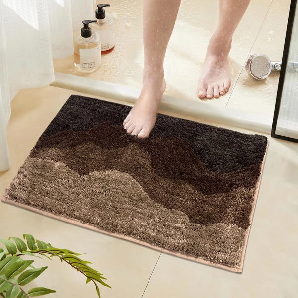 Luxe Home International Luxe Home Macau Waves Bath Mat (40x60 cm) Super Soft Microfiber, Anti Slip Backing, Washable Bathroom Mat Perfect for Bedroom - Coffee - 40x60 cm, Coffee