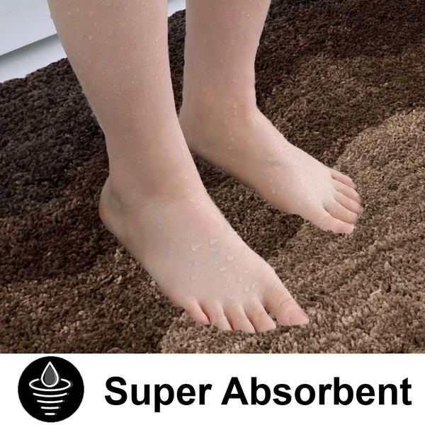 Luxe Home International Luxe Home Macau Waves Bath Mat (40x60 cm) Super Soft Microfiber, Anti Slip Backing, Washable Bathroom Mat Perfect for Bedroom - Coffee - 40x60 cm, Coffee