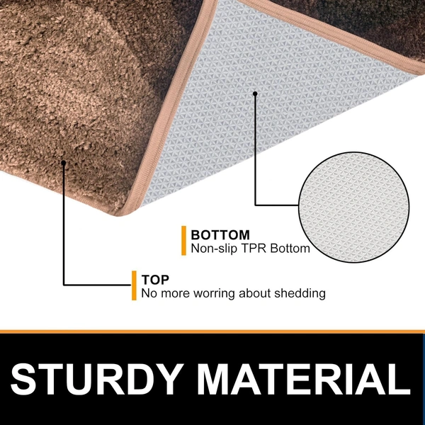 Luxe Home International Luxe Home Macau Waves Bath Mat (40x60 cm) Super Soft Microfiber, Anti Slip Backing, Washable Bathroom Mat Perfect for Bedroom - Coffee - 40x60 cm, Coffee