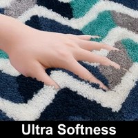 Luxe Home International Macau Zigzag Bath Mat (40x60 cm) Super Soft Microfiber, Anti Slip Backing, Washable Bathroom Mat Perfect for Bedroom - Blue - 40x60 cm, Blue