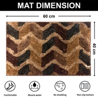 Luxe Home International Luxe Home Macau Zigzag Bath Mat (40x60 cm) Super Soft Microfiber, Anti Slip Backing, Washable Bathroom Mat Perfect for Bedroom - Taupe - 40x60 cm, Taupe