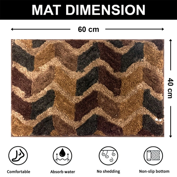 Luxe Home International Luxe Home Macau Zigzag Bath Mat (40x60 cm) Super Soft Microfiber, Anti Slip Backing, Washable Bathroom Mat Perfect for Bedroom - Taupe - 40x60 cm, Taupe