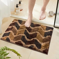 Luxe Home International Luxe Home Macau Zigzag Bath Mat (40x60 cm) Super Soft Microfiber, Anti Slip Backing, Washable Bathroom Mat Perfect for Bedroom - Taupe - 40x60 cm, Taupe
