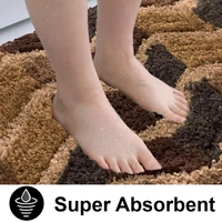 Luxe Home International Luxe Home Macau Zigzag Bath Mat (40x60 cm) Super Soft Microfiber, Anti Slip Backing, Washable Bathroom Mat Perfect for Bedroom - Taupe - 40x60 cm, Taupe