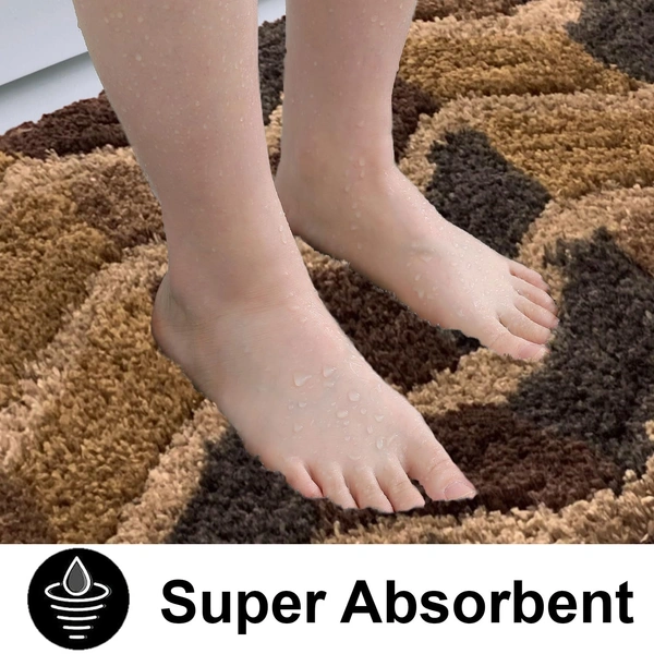 Luxe Home International Luxe Home Macau Zigzag Bath Mat (40x60 cm) Super Soft Microfiber, Anti Slip Backing, Washable Bathroom Mat Perfect for Bedroom - Taupe - 40x60 cm, Taupe