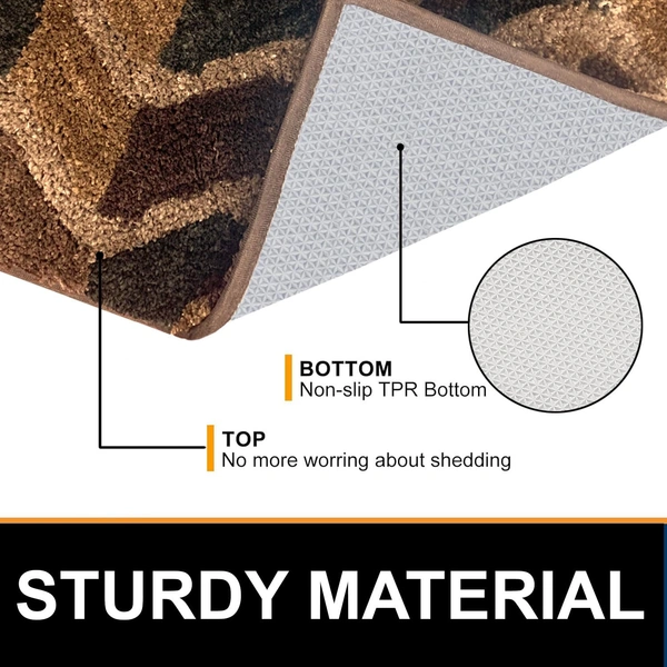 Luxe Home International Luxe Home Macau Zigzag Bath Mat (40x60 cm) Super Soft Microfiber, Anti Slip Backing, Washable Bathroom Mat Perfect for Bedroom - Taupe - 40x60 cm, Taupe