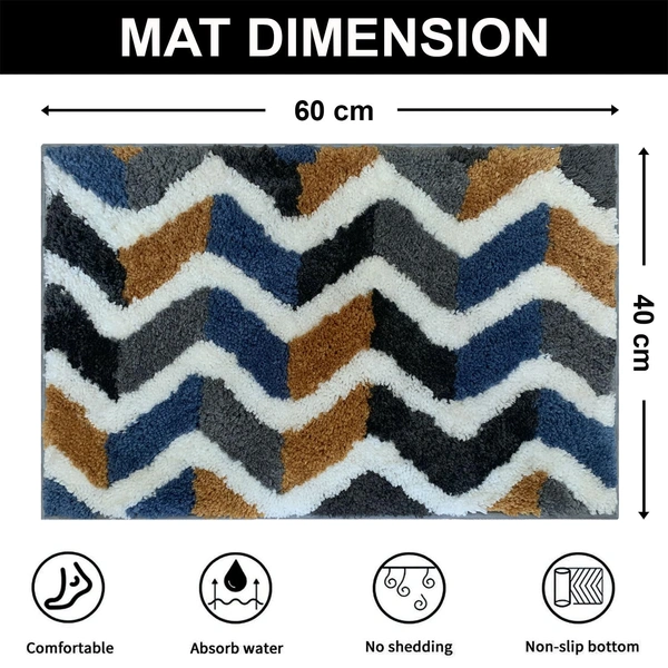 Luxe Home International Macau Zigzag Bath Mat (40x60 cm) Super Soft Microfiber, Anti Slip Backing, Washable Bathroom Mat Perfect for Bedroom - Yellow - 40x60 cm, Yellow