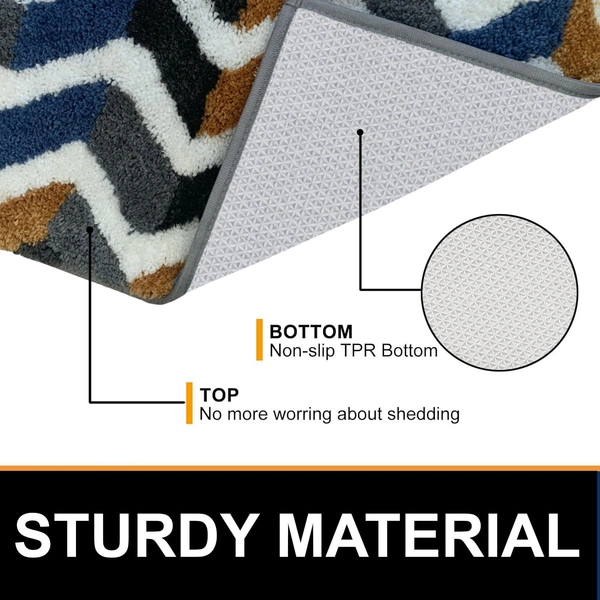 Luxe Home International Macau Zigzag Bath Mat (40x60 cm) Super Soft Microfiber, Anti Slip Backing, Washable Bathroom Mat Perfect for Bedroom - Yellow - 40x60 cm, Yellow