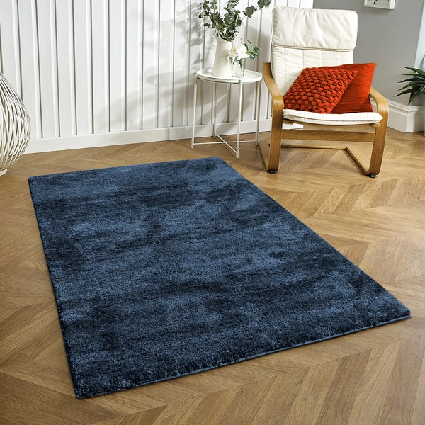 Luxe Home International Luxe Home Newman Carpets Microfiber Shaggy Carpet for Living Room, Bedroom - 3x5 Feet, Ultra Soft Non-Slip Fluffy Area Rug, Easy to Clean, Navy Blue - 3x5 Ft, Navy Blue