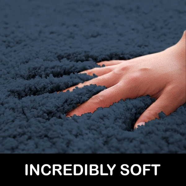 Luxe Home International Luxe Home Newman Carpets Microfiber Shaggy Carpet for Living Room, Bedroom - 3x5 Feet, Ultra Soft Non-Slip Fluffy Area Rug, Easy to Clean, Navy Blue - 3x5 Ft, Navy Blue