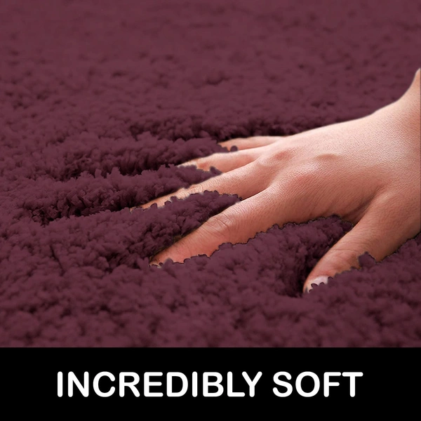 Luxe Home International Luxe Home Newman Carpets Microfiber Shaggy Carpet for Living Room, Bedroom - 3x5 Feet, Ultra Soft Non-Slip Fluffy Area Rug, Easy to Clean, Wine - 3x5 Ft, Wine