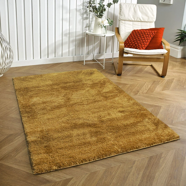 Luxe Home International Luxe Home Newman Carpets Microfiber Shaggy Carpet for Living Room, Bedroom - 3x5 Feet, Ultra Soft Non-Slip Fluffy Area Rug, Easy to Clean, Gold - 3x5 Ft, Gold
