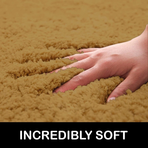 Luxe Home International Luxe Home Newman Carpets Microfiber Shaggy Carpet for Living Room, Bedroom - 3x5 Feet, Ultra Soft Non-Slip Fluffy Area Rug, Easy to Clean, Gold - 3x5 Ft, Gold