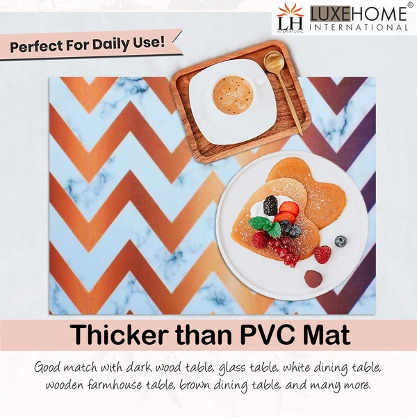 Luxe Home International Luxe Home Placemat Magic Rubber Non Slip Utensil Mat for Kitchen, Dining Table ( Zig-Zag, 30x45 cm, Set of 4) - Zig-Zag